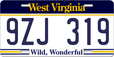 WV license plate 9ZJ319
