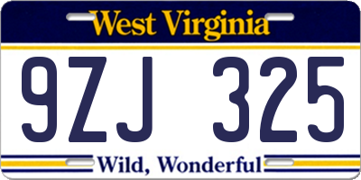WV license plate 9ZJ325