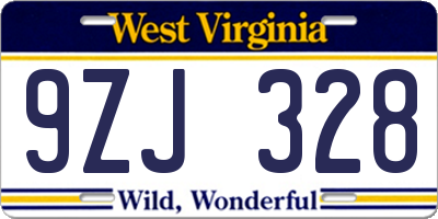 WV license plate 9ZJ328