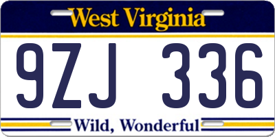 WV license plate 9ZJ336