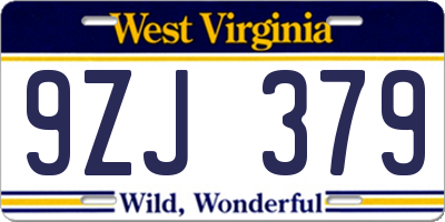 WV license plate 9ZJ379