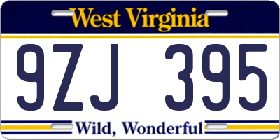 WV license plate 9ZJ395