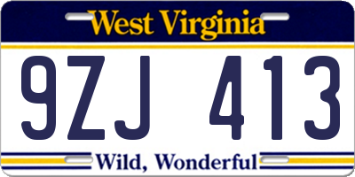 WV license plate 9ZJ413
