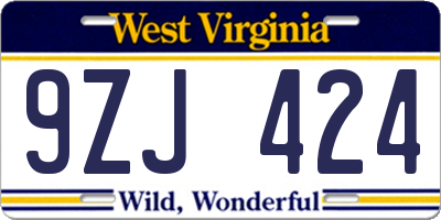 WV license plate 9ZJ424