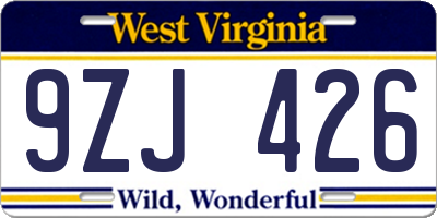 WV license plate 9ZJ426