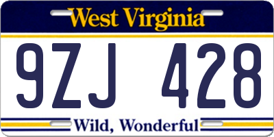 WV license plate 9ZJ428