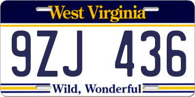 WV license plate 9ZJ436