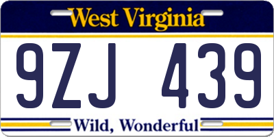 WV license plate 9ZJ439