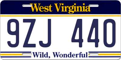 WV license plate 9ZJ440