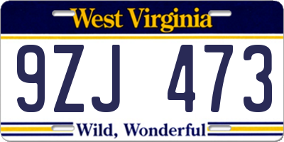 WV license plate 9ZJ473