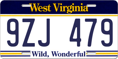 WV license plate 9ZJ479
