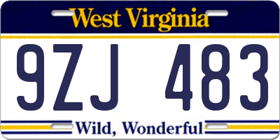 WV license plate 9ZJ483