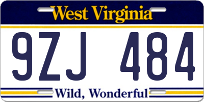 WV license plate 9ZJ484