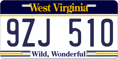 WV license plate 9ZJ510