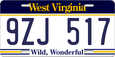 WV license plate 9ZJ517