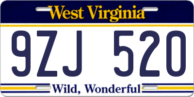 WV license plate 9ZJ520