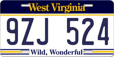 WV license plate 9ZJ524