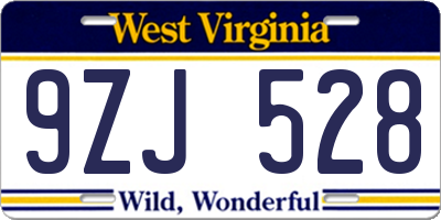 WV license plate 9ZJ528