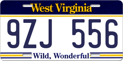 WV license plate 9ZJ556