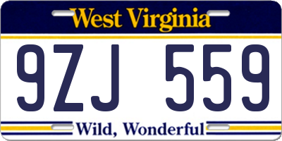 WV license plate 9ZJ559