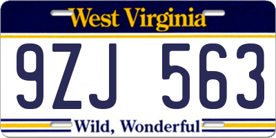 WV license plate 9ZJ563