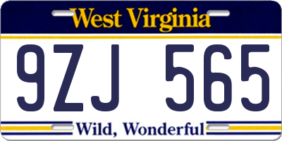 WV license plate 9ZJ565