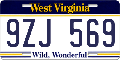 WV license plate 9ZJ569