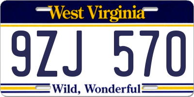 WV license plate 9ZJ570