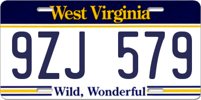 WV license plate 9ZJ579