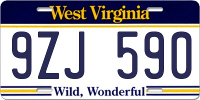 WV license plate 9ZJ590