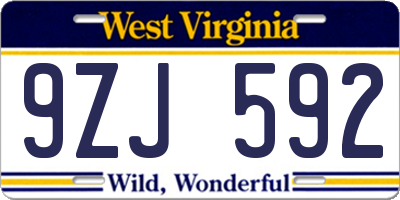 WV license plate 9ZJ592