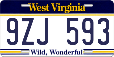 WV license plate 9ZJ593