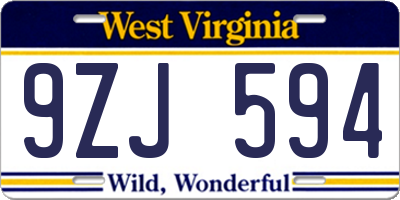 WV license plate 9ZJ594