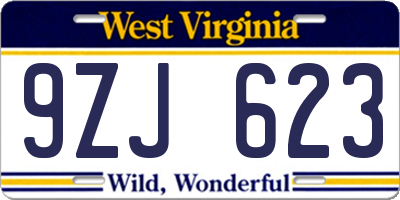 WV license plate 9ZJ623