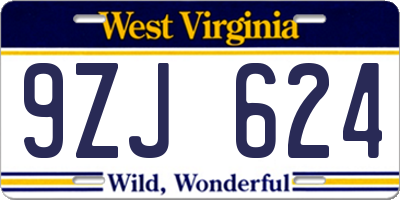 WV license plate 9ZJ624
