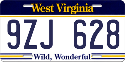 WV license plate 9ZJ628