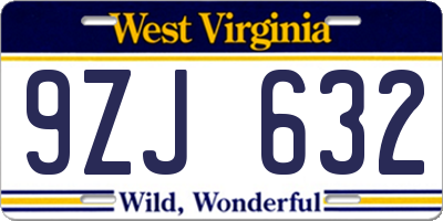 WV license plate 9ZJ632