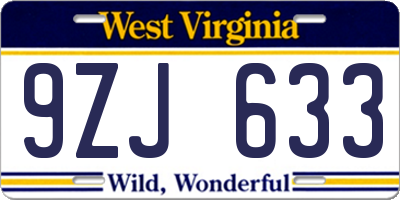 WV license plate 9ZJ633