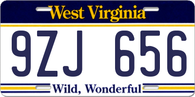 WV license plate 9ZJ656