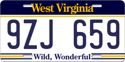 WV license plate 9ZJ659