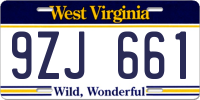 WV license plate 9ZJ661