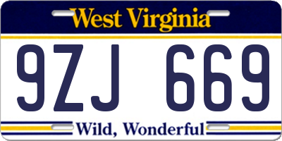 WV license plate 9ZJ669