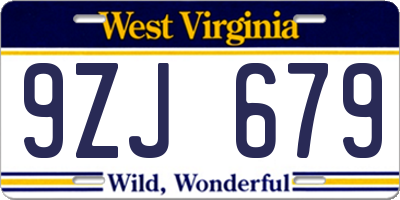 WV license plate 9ZJ679