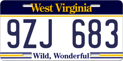 WV license plate 9ZJ683
