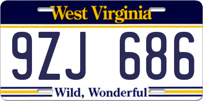 WV license plate 9ZJ686