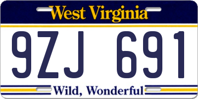WV license plate 9ZJ691