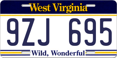 WV license plate 9ZJ695