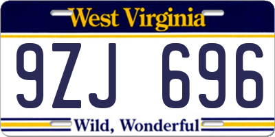 WV license plate 9ZJ696
