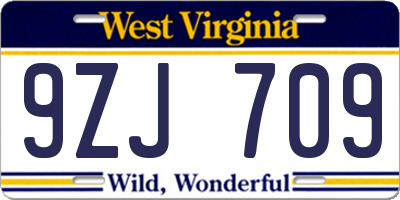 WV license plate 9ZJ709