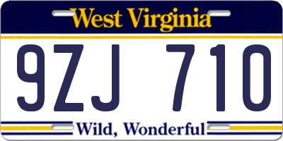 WV license plate 9ZJ710